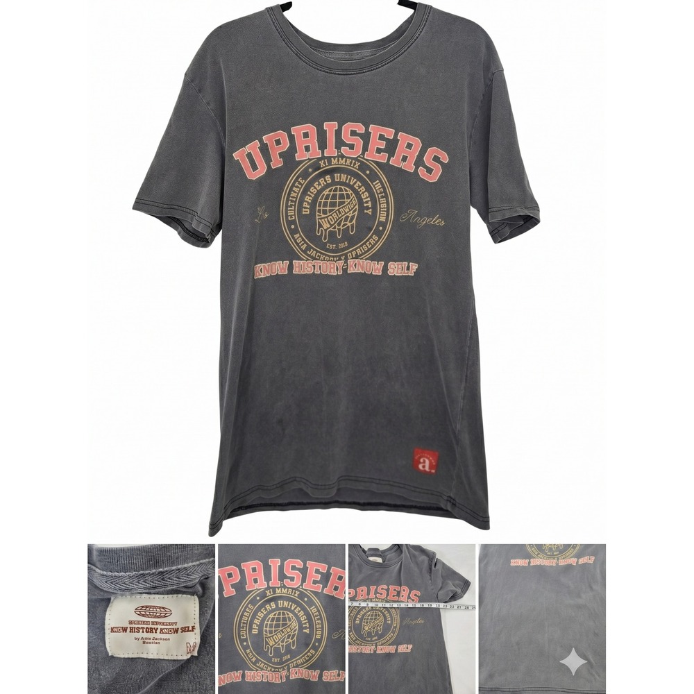 Uprisers Asia Jackson‎ T-Shirt Medium Charcoal Graphic Know History Streetwear